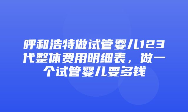 呼和浩特做试管婴儿123代整体费用明细表，做一个试管婴儿要多钱