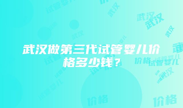 武汉做第三代试管婴儿价格多少钱？