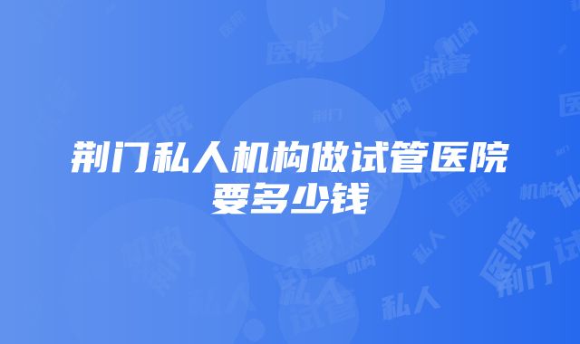 荆门私人机构做试管医院要多少钱