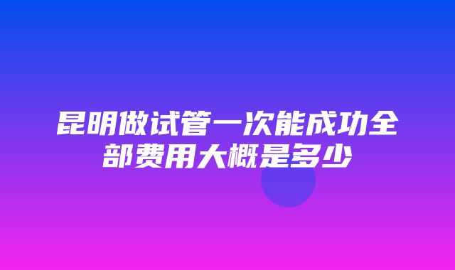 昆明做试管一次能成功全部费用大概是多少