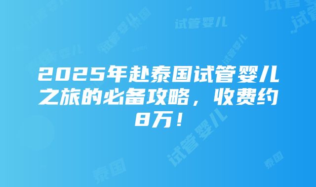 2025年赴泰国试管婴儿之旅的必备攻略，收费约8万！