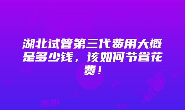 湖北试管第三代费用大概是多少钱，该如何节省花费！