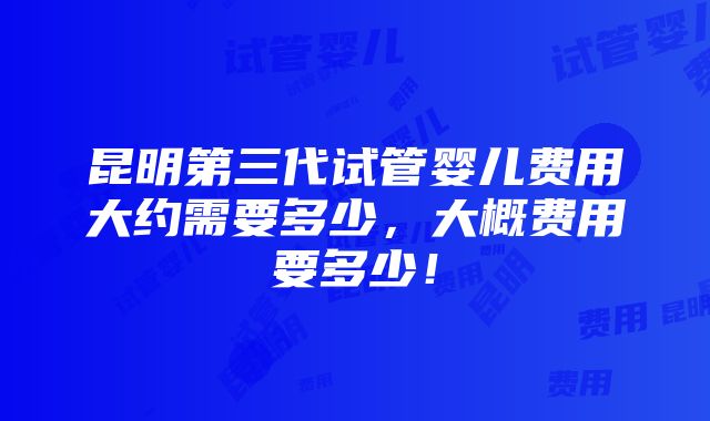 昆明第三代试管婴儿费用大约需要多少，大概费用要多少！