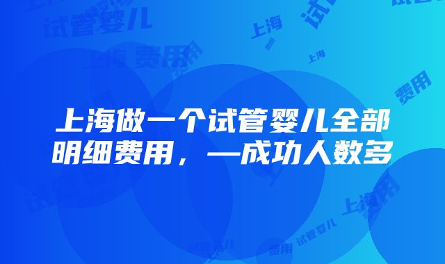 上海做一个试管婴儿全部明细费用，—成功人数多