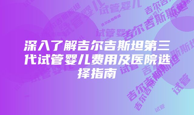 深入了解吉尔吉斯坦第三代试管婴儿费用及医院选择指南