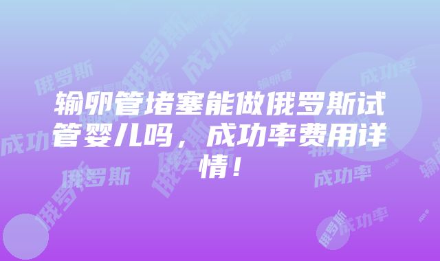 输卵管堵塞能做俄罗斯试管婴儿吗，成功率费用详情！