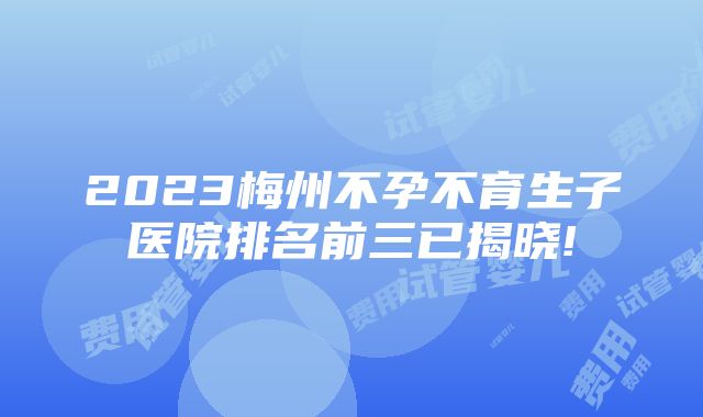 2023梅州不孕不育生子医院排名前三已揭晓!