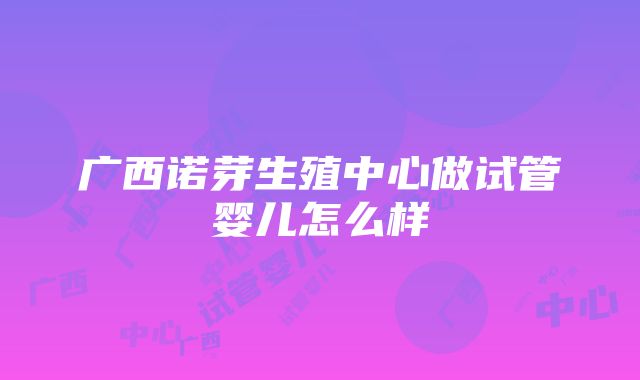 广西诺芽生殖中心做试管婴儿怎么样