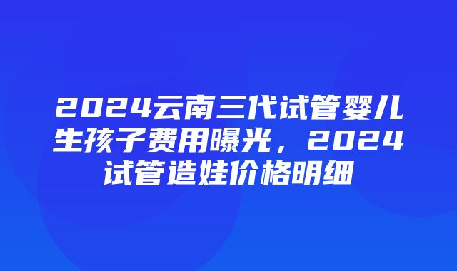 2024云南三代试管婴儿生孩子费用曝光，2024试管造娃价格明细