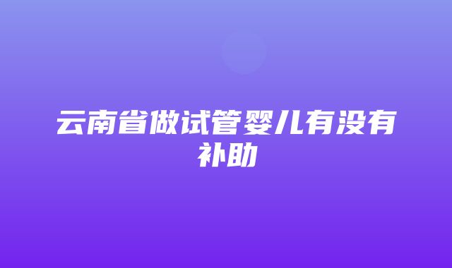 云南省做试管婴儿有没有补助