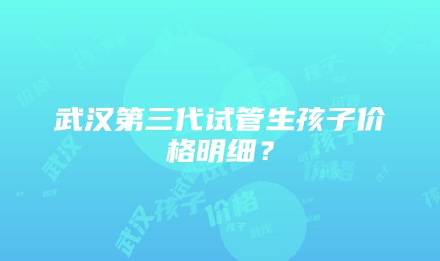 武汉第三代试管生孩子价格明细？