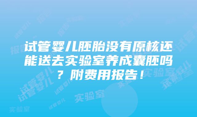 试管婴儿胚胎没有原核还能送去实验室养成囊胚吗？附费用报告！