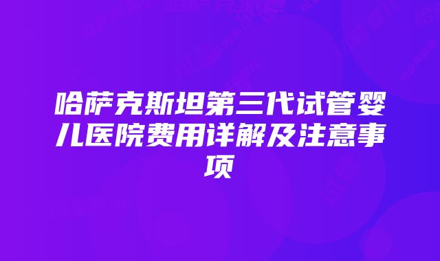 哈萨克斯坦第三代试管婴儿医院费用详解及注意事项