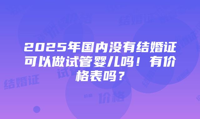 2025年国内没有结婚证可以做试管婴儿吗！有价格表吗？