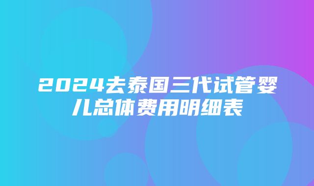 2024去泰国三代试管婴儿总体费用明细表