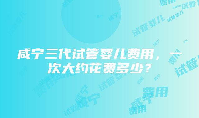 咸宁三代试管婴儿费用，一次大约花费多少？