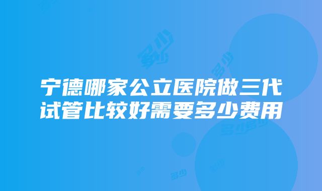 宁德哪家公立医院做三代试管比较好需要多少费用