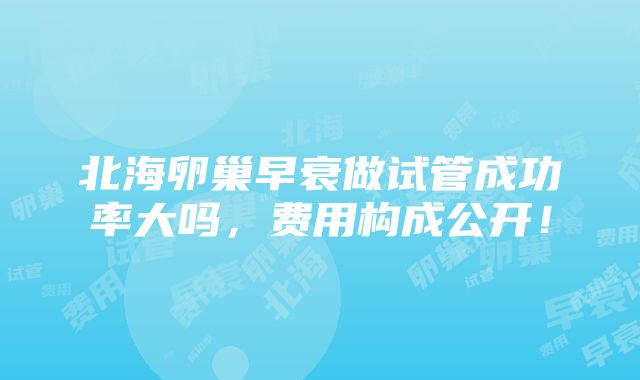 北海卵巢早衰做试管成功率大吗，费用构成公开！