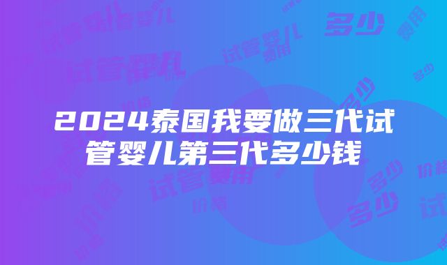 2024泰国我要做三代试管婴儿第三代多少钱