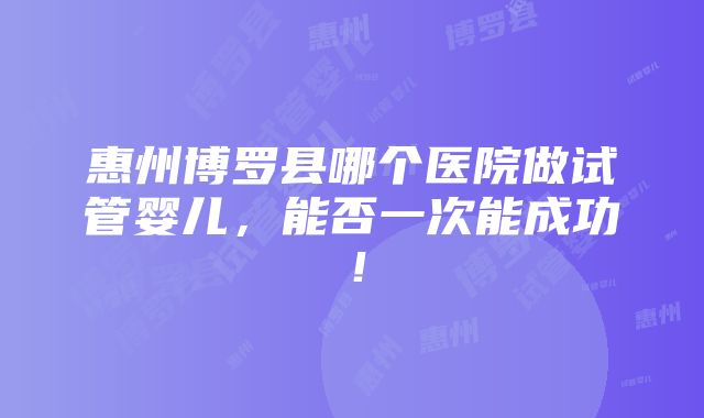 惠州博罗县哪个医院做试管婴儿，能否一次能成功！