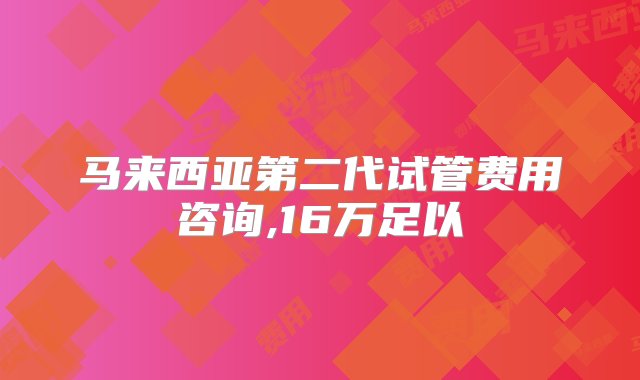 马来西亚第二代试管费用咨询,16万足以