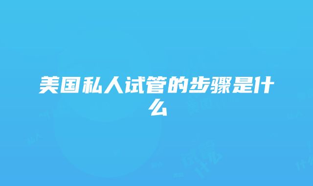 美国私人试管的步骤是什么