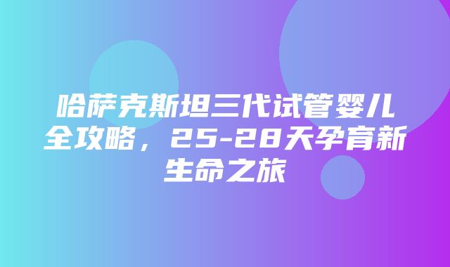 哈萨克斯坦三代试管婴儿全攻略，25-28天孕育新生命之旅