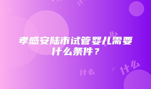 孝感安陆市试管婴儿需要什么条件？