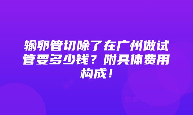 输卵管切除了在广州做试管要多少钱？附具体费用构成！