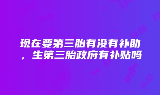 现在要第三胎有没有补助，生第三胎政府有补贴吗