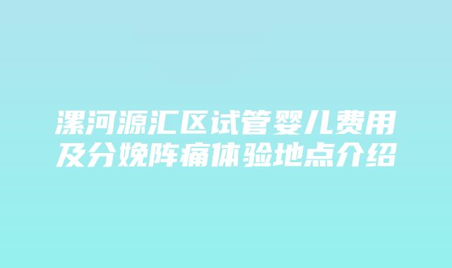 漯河源汇区试管婴儿费用及分娩阵痛体验地点介绍