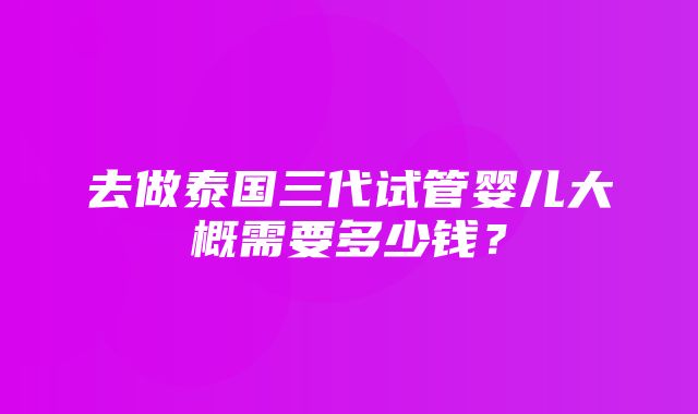 去做泰国三代试管婴儿大概需要多少钱？