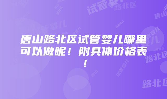 唐山路北区试管婴儿哪里可以做呢！附具体价格表！