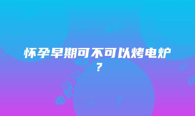 怀孕早期可不可以烤电炉？