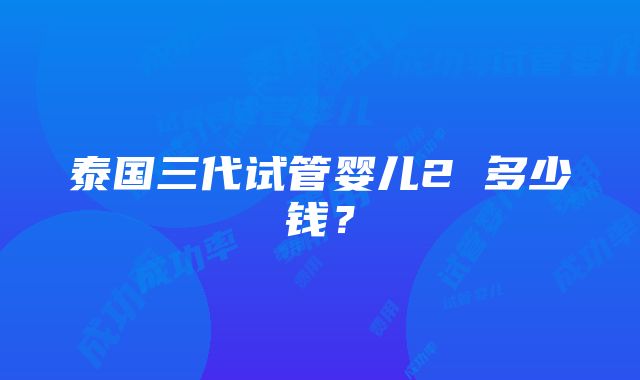 泰国三代试管婴儿2 多少钱？