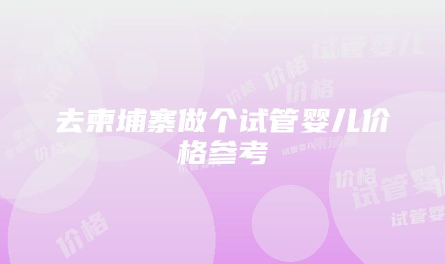 去柬埔寨做个试管婴儿价格参考