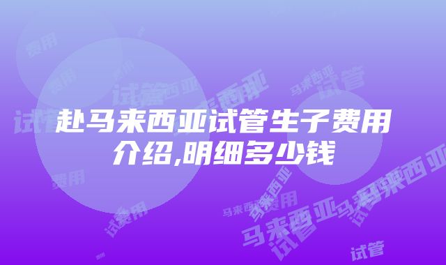 赴马来西亚试管生子费用介绍,明细多少钱