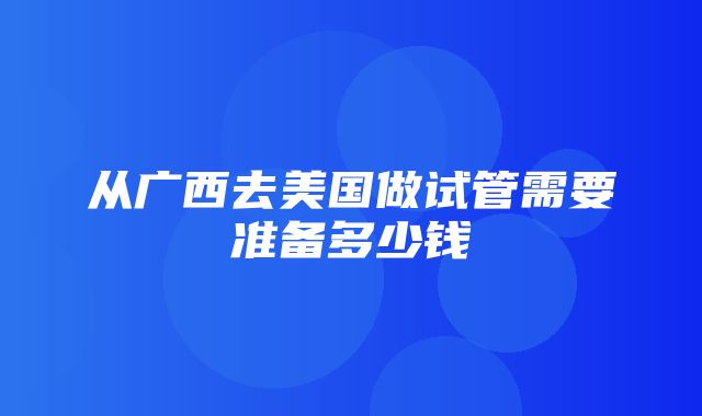 从广西去美国做试管需要准备多少钱