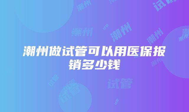 潮州做试管可以用医保报销多少钱