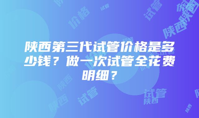 陕西第三代试管价格是多少钱？做一次试管全花费明细？