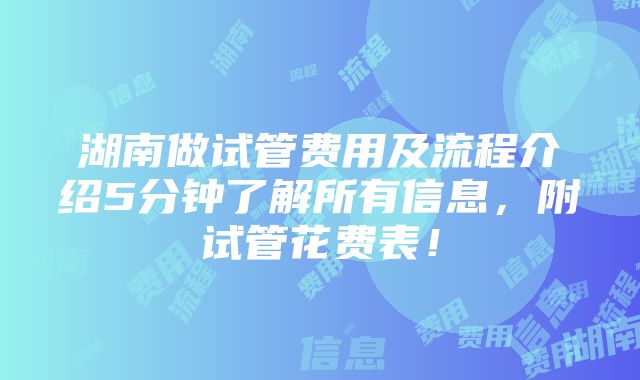 湖南做试管费用及流程介绍5分钟了解所有信息，附试管花费表！