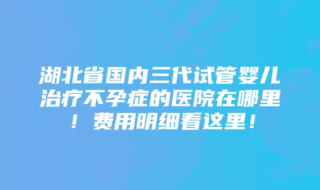 湖北省国内三代试管婴儿治疗不孕症的医院在哪里！费用明细看这里！