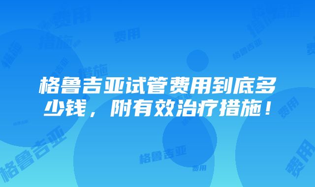 格鲁吉亚试管费用到底多少钱，附有效治疗措施！