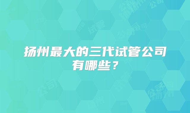 扬州最大的三代试管公司有哪些？