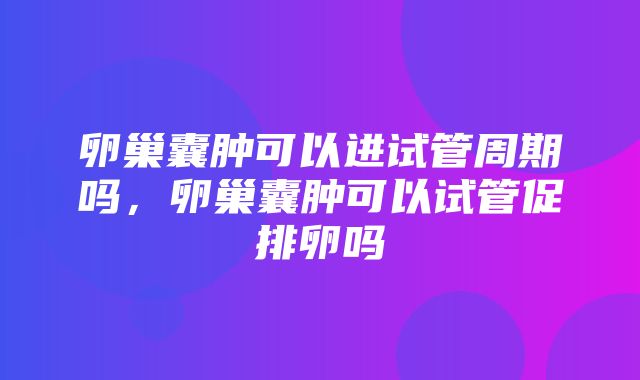 卵巢囊肿可以进试管周期吗，卵巢囊肿可以试管促排卵吗