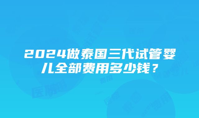 2024做泰国三代试管婴儿全部费用多少钱？