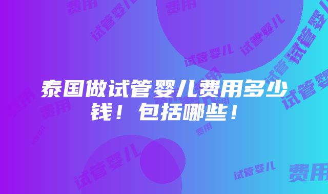 泰国做试管婴儿费用多少钱！包括哪些！