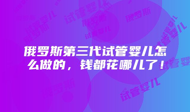 俄罗斯第三代试管婴儿怎么做的，钱都花哪儿了！