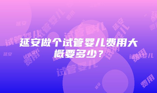 延安做个试管婴儿费用大概要多少？