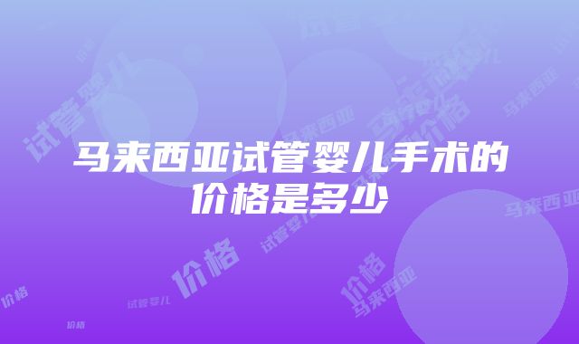 马来西亚试管婴儿手术的价格是多少